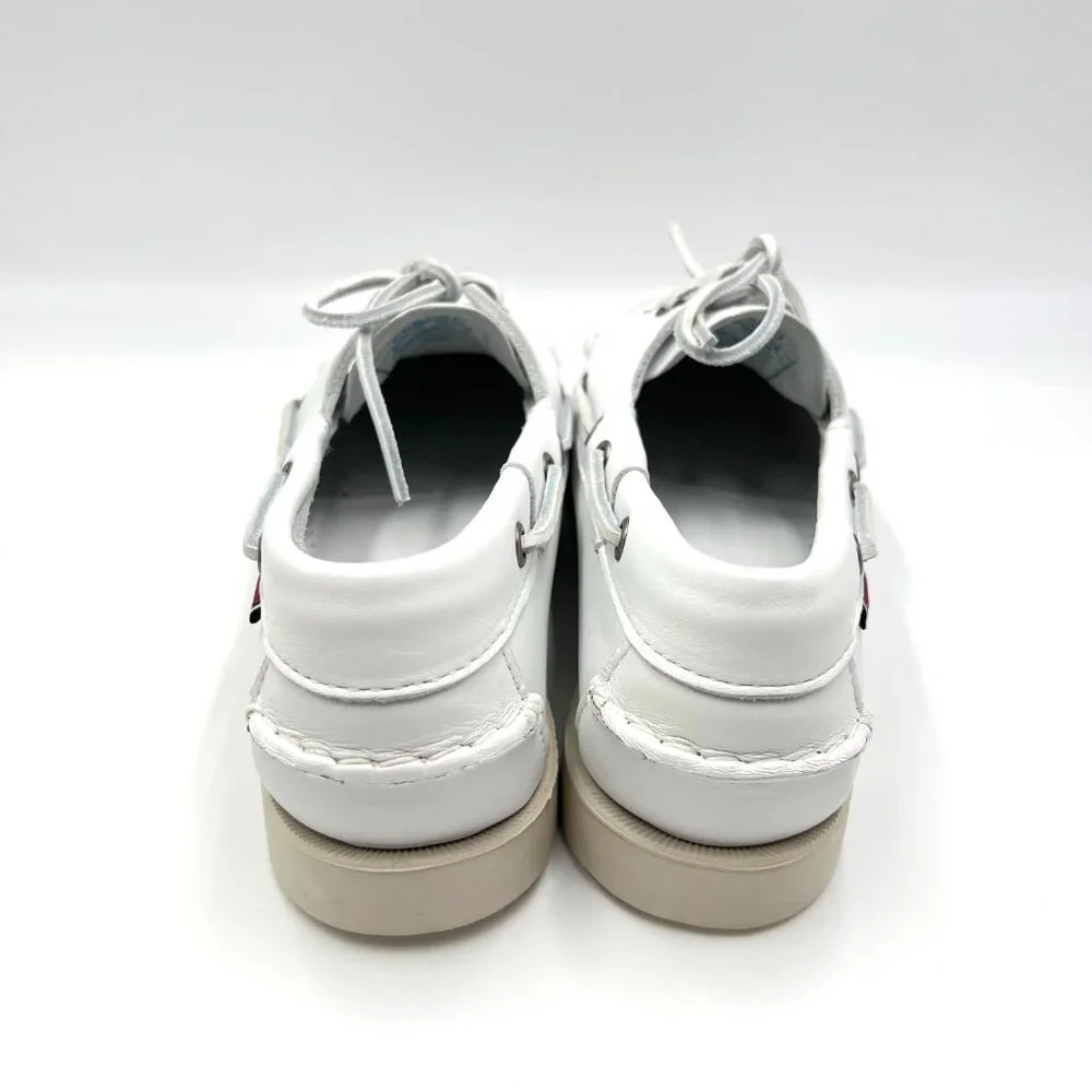Sebago Docksides Portland Womens Size 10 White Leather‎ Boat Shoes Loafers